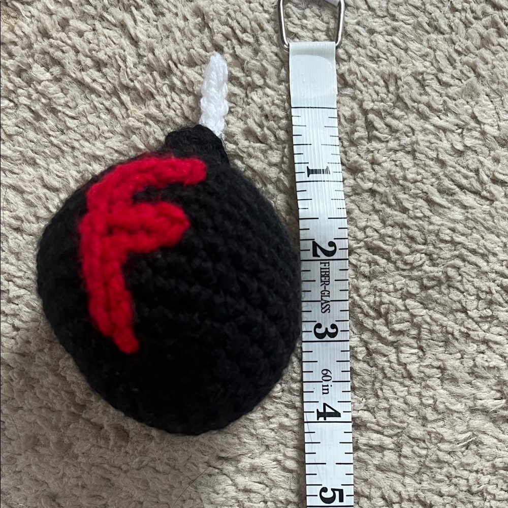 Handmade Crocheted Black Bomb with Red Letter - Picture 3 of 3